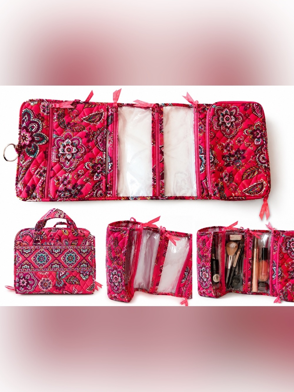 Vera Bradley call me coral Quilted Travel Cosmetic Organizer retired print